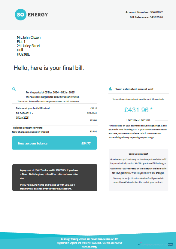 download download United Kingdom So Energy utility bill template in Word and PDF formats PDF template PDF template